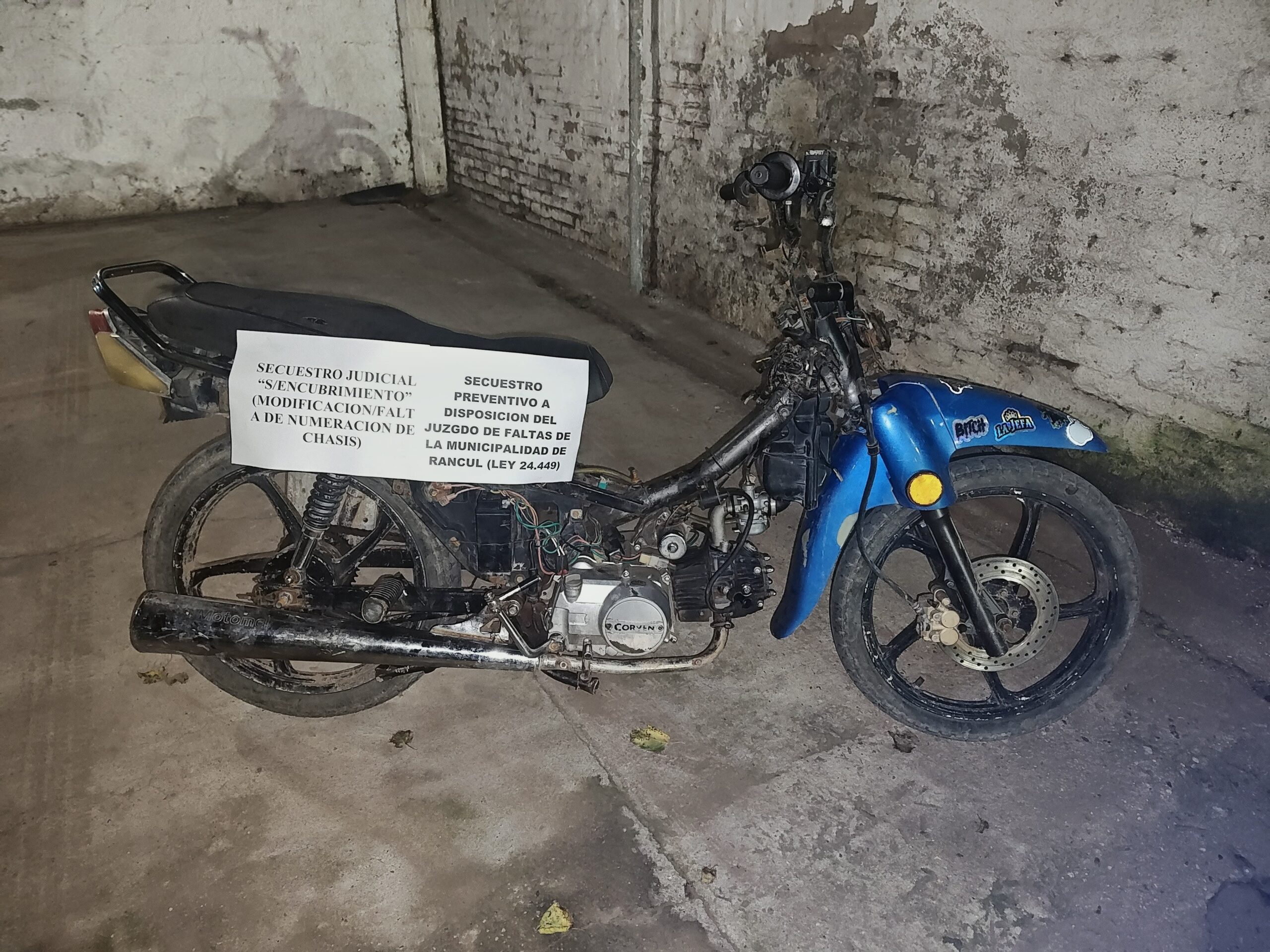 Operativo en Rancul: secuestran una motocicleta por presuntas irregularidades en el cuadro