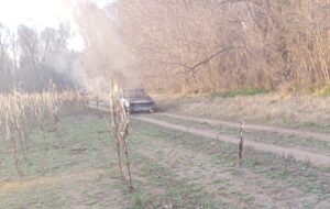 Un auto fue consumido por las llamas en un campo cercano a Rancul